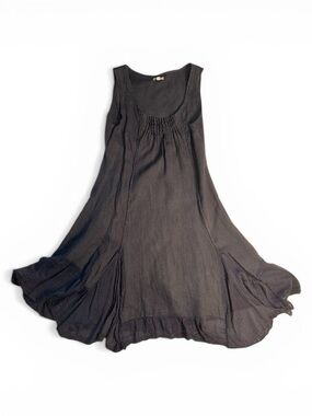 ✨ Lina Tomei Linen Dress Made in Italy Gray Flowy Boho L ✨